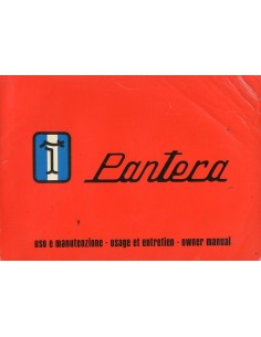 1972 DE TOMASO PANTERA INSTRUCTIEBOEKJE