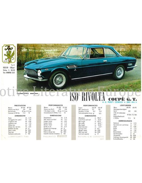 1963 ISO RIVOLTA PROGRAMM LEAFLET