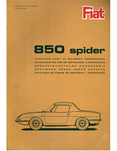 1965 FIAT 850 SPIDER BODYWORK SPARE PARTS CATALOG