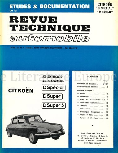 CITROËN D SPÉCIAL | D SUPER  REPAIR MANUAL FRENCH (REVUE TECHNIQUE AUTOMOBILE)