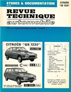 1973 - 1975 CITROËN GS 1220 | GS X2 | GS 1220 CLUB REPERATURANLEITUNG FRANZÖSISCH (REVUE TECHNIQUE AUTOMOBILE)
