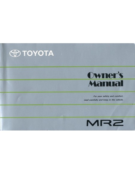 1989 TOYOTA MR2 INSTRUCTIEBOEKJE ENGELS