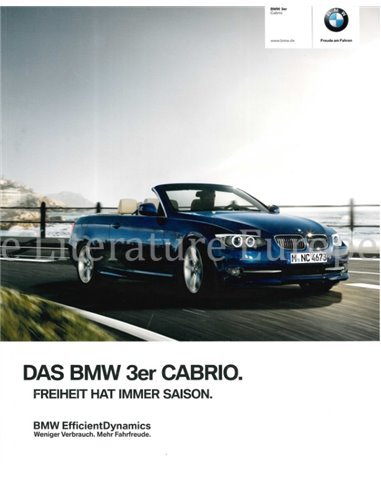2012 BMW 3 SERIE CABRIOLET BROCHURE DUITS