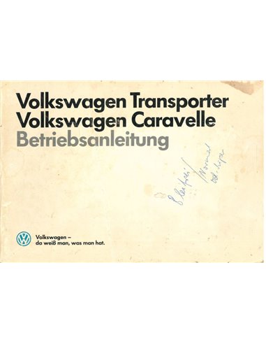 1989 VOLKSWAGEN CARAVELLE TRANSPOTER OWNER'S MANUAL GERMAN