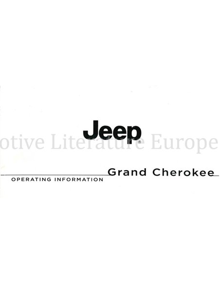 2015 JEEP GRAND CHEROKEE INSTRUCTIEBOEKJE ENGELS
