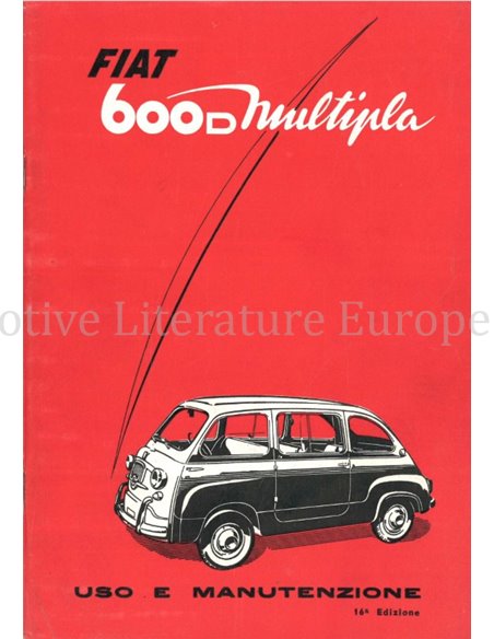 1964 FIAT 600 D MULTIPLA OWNERS MANUAL ITALIAN
