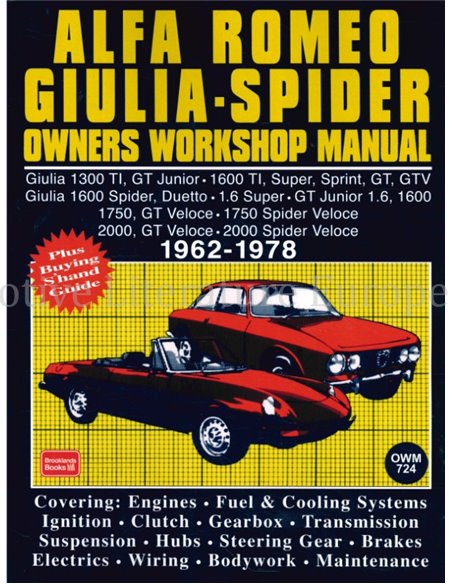 1962 - 1978 ALFA ROMEO GIULIA GT SPIDER BENZIN REPERATURHANDBUCH ENGLISCH