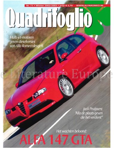 2002/2003 ALFA ROMEO QUADRIFOGLIO MAGAZINE 71 NIEDERLÄNDISCH
