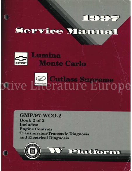 1997 CHEVROLET LUMINA | MONTE CARLO | OLDSMOBILE CUTLASS SUPREME WORKSHOP MANUAL ENGLISH