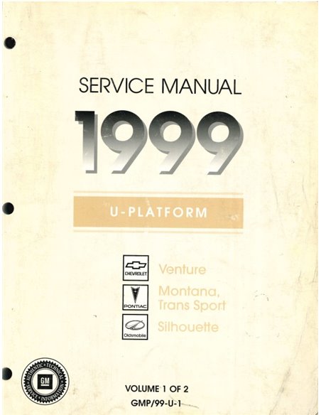 1999 CHEVROLET VENTURE | PONTIAC MONTANA | TRANS SPORT | OLDSMOBILE SILHOUETTE WERKRPLAATSHANDBOEK ENGELS