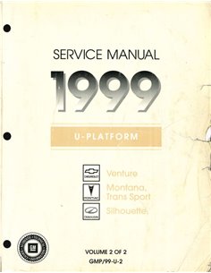 1999 CHEVROLET VENTURE | PONTIAC MONTANA | TRANS SPORT | OLDSMOBILE SILHOUETTE WERKRPLAATSHANDBOEK ENGELS 2