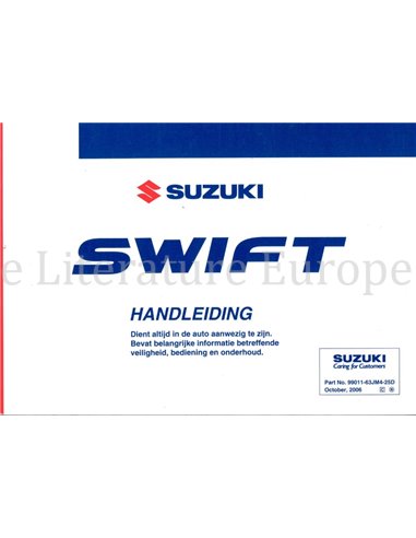 2006 SUZUKI SWIFT INSTRUCTIEBOEKJE NEDERLANDS