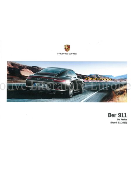 2018 PORSCHE 911 PRICELIST GERMAN