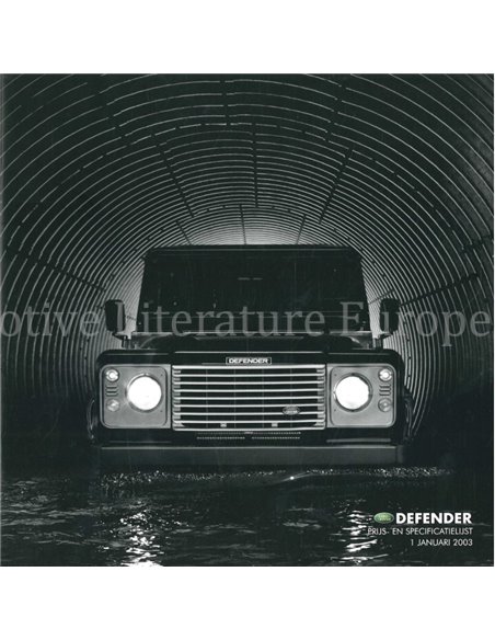 2003 LAND ROVER DEFENDER BROCHURE DUTCH