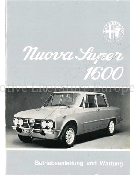 1978 ALFA ROMEO GIULIA NUOVA SUPER 1600 BETRIEBSANLEITUNG DEUTSCH