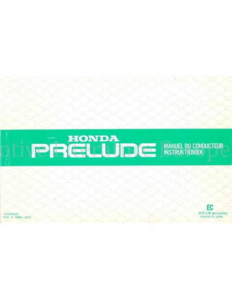 1982 HONDA PRELUDE INSTRUCTIEBOEKJE