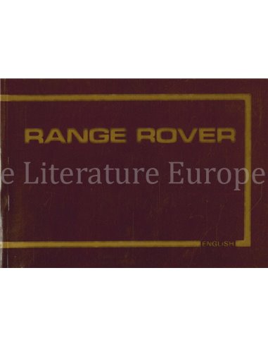 1983 RANGE ROVER CLASSIC BETRIEBSANLEITUNG ENGLISCH