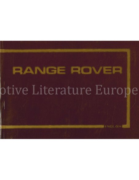 1983 RANGE ROVER CLASSIC OWNERS MANUAL ENGLISH