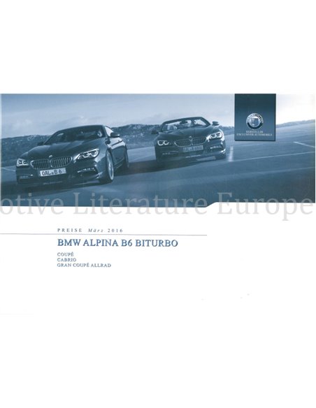 2016 BMW ALPINA B6 BITURBO COUPE | CABRIO BROCHURE DUITS