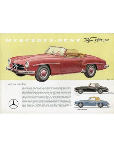 1959 MERCEDES BENZ 190 SL ROADSTER LEAFLET ENGELS USA