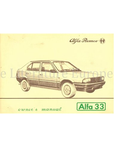 1983 ALFA ROMEO 33 BETRIEBSANLEITUNG ENGLISCH