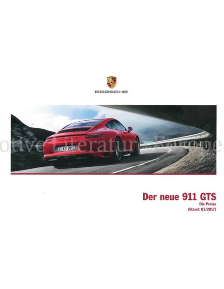 2018 PORSCHE 911 GTS PRIJSLIJST DUITS