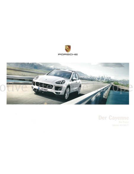 2018 PORSCHE CAYENNE PREISLISTE DEUTSCH