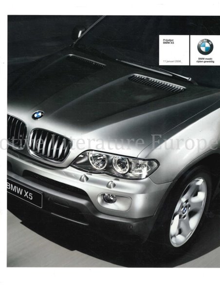 2006 BMW X5 PRICELIJST NEDERLANDS
