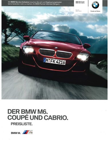 2010 BMW M6 PRIJSLIJST DUITS