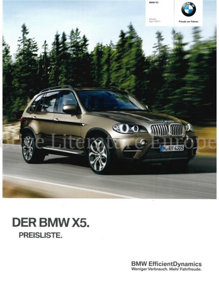 2011 BMW X5 PRICELIJST DUITS