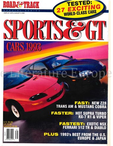 1993 ROAD AND TRACK, SPORTS & GT CARS MAGAZIN ENGLISCH
