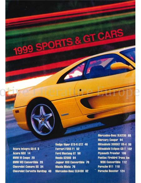 1999 ROAD AND TRACK, SPORTS & GT CARS MAGAZINE ENGELS