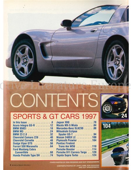1997 ROAD AND TRACK, SPORTS & GT CARS MAGAZINE ENGLISH