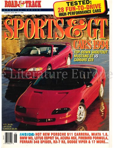 1994 ROAD AND TRACK, SPORTS & GT CARS MAGAZINE ENGLISH