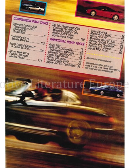 1994 ROAD AND TRACK, SPORTS & GT CARS MAGAZIN ENGLISCH