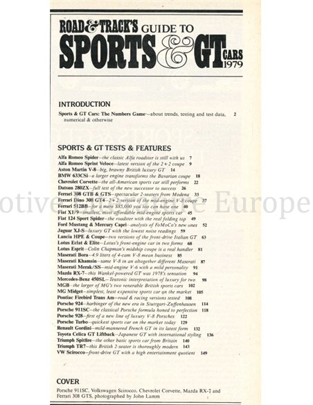 1979 ROAD AND TRACK, SPORTS & GT CARS MAGAZIN ENGLISCH