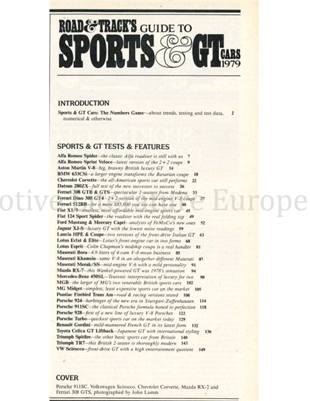1979 ROAD AND TRACK, SPORTS & GT CARS MAGAZIN ENGLISCH