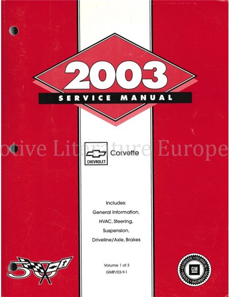 2003 CHEVROLET CORVETTE WORKSHOP MANUAL ENGLISH 