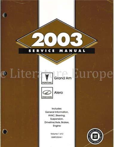 2003 PONTIAC GRAND AM | OLDSMOBILE ALERO WORKSHOP MANUAL ENGLISH 