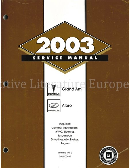 2003 PONTIAC GRAND AM | OLDSMOBILE ALERO WERKSTATTHANDBUCH ENGLISCH