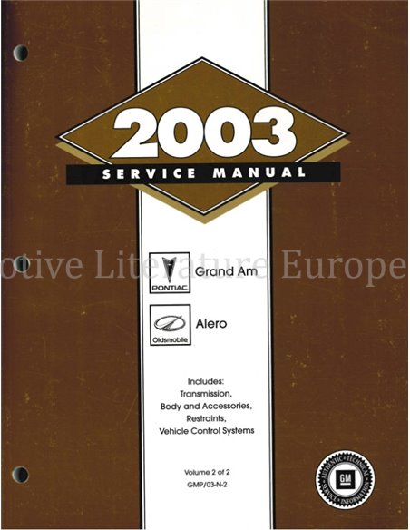 2003 PONTIAC GRAND AM | OLDSMOBILE ALERO WERKSTATTHANDBUCH ENGLISCH
