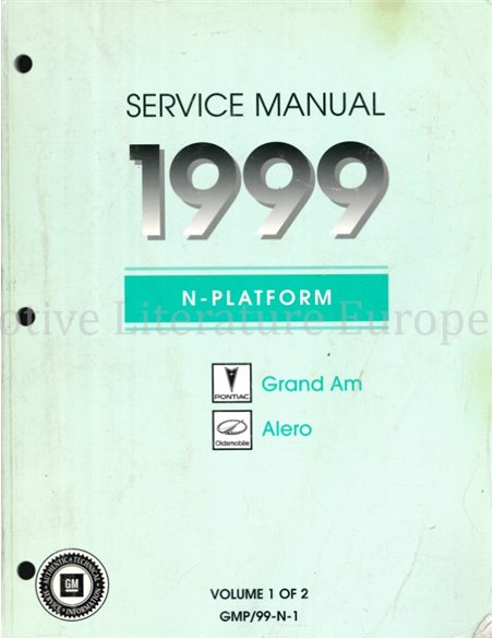 1999 PONTIAC GRAND AM | OLDSMOBILE ALERO WERKSTATTHANDBUCH ENGLISCH