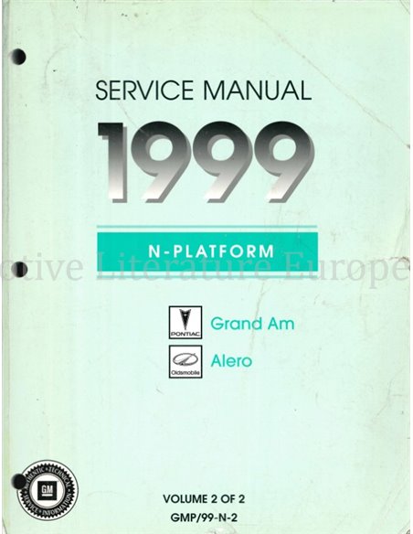 1999 PONTIAC GRAND AM | OLDSMOBILE ALERO WERKSTATTHANDBUCH ENGLISCH