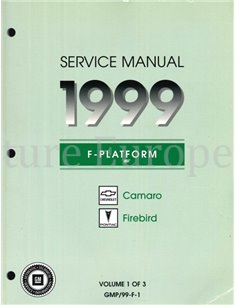1999 CHEVROLET CAMARO | PONTIAC FIREBIRD WERKRPLAATSHANDBOEK ENGELS
