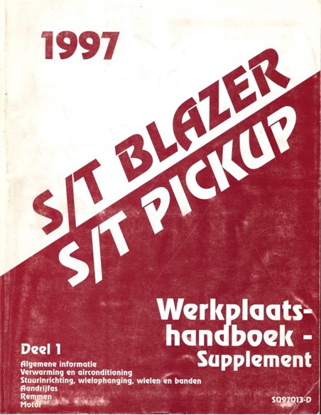 1997 GM S/T PICKUP | BLAZER WERKRPLAATSHANDBOEK SUPPLEMENT NEDERLANDS
