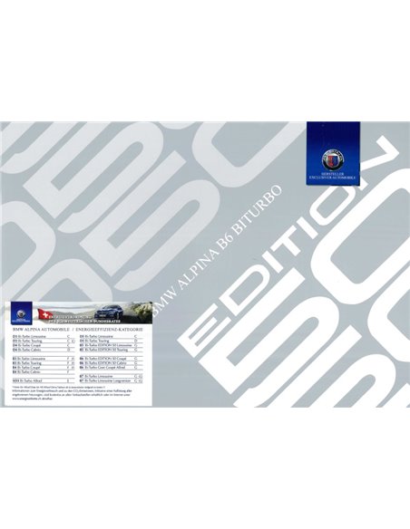 2015 BMW ALPINA B6 EDITION 50 PROSPEKT DEUTSCH