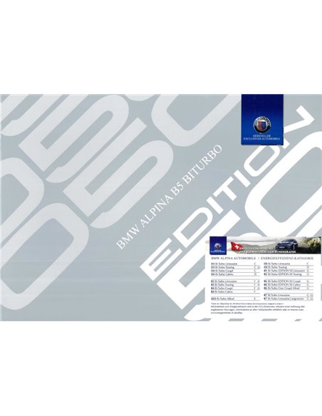 2015 BMW ALPINA B5 EDITION 50 BROCHURE DUITS