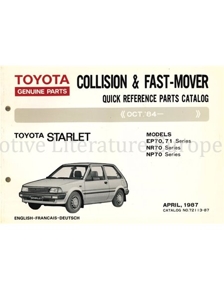1987 TOYOTA STARLET QUICK SPARE PARTS CATALOG ENGLISH
