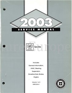 2003 CADILLAC SEVILLE WERKRPLAATSHANDBOEK ENGELS