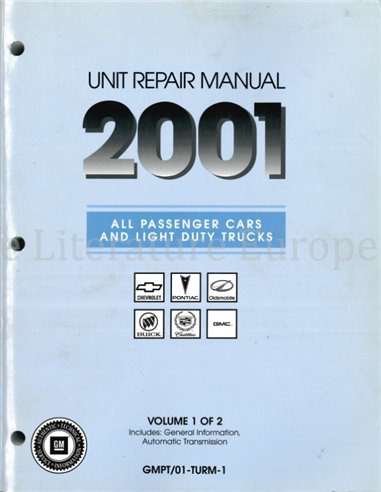 2001 CHEVROLET |  PONTIAC | OLDSMOBILE | BUICK | CADDILAC | GMC WERKPLAATSHANDBOEK ENGELS